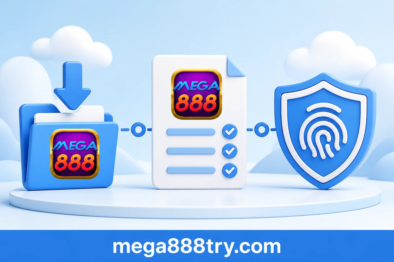 Folder muat turun APK Mega888, senarai semak fail dan perisai cap jari keselamatan